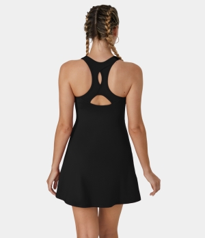 Halara Adjustable Strap Racerback Cut Out Tennis Women's Dress Black | 379216-HYF