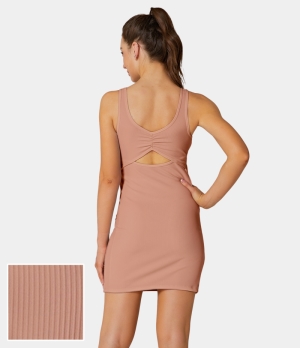 Halara Back Cut Out Tank-Visionary Women's Dress Dark Salmon | 485932-GAJ