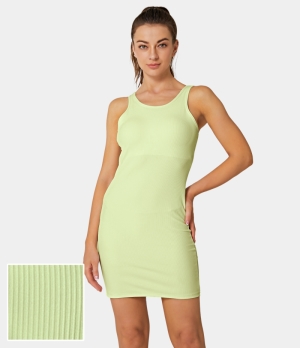 Halara Back Cut Out Tank-Visionary Women's Dress Lime Sherbet | 739261-XAB