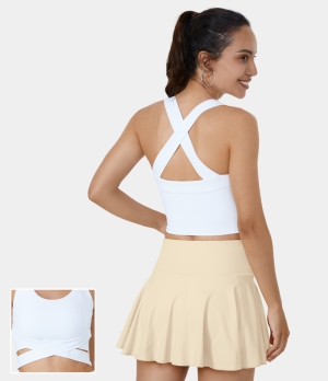 Halara Backless Crisscross Crossover Hem Cropped Yoga Tank Women's Tops White | GVFDTJA-54