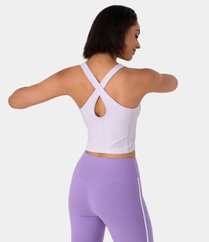 Halara Backless Crisscross Cut Out Cropped Yoga Tank Women's Tops Lavender Fog | BYNSUQW-92