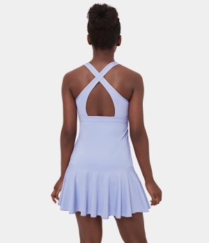 Halara Backless Cut Out Crisscross Side Pocket Flared Tennis Women's Dress Light Baby Blue | 807361-OAR