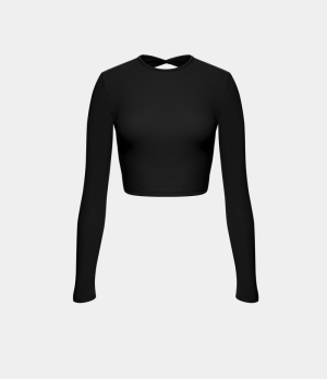 Halara Backless Twisted Cropped Casual Sports Women's Tops Black | HUMVWNJ-64