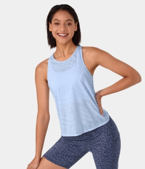Halara Breathable Racerback 2-in-1 Casual Tank Women's Tops Ice Water | BVDRJLT-51