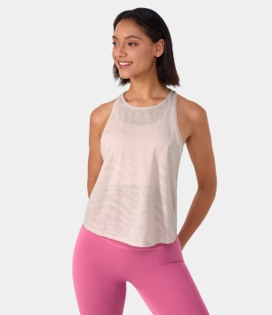 Halara Breathable Racerback 2-in-1 Casual Tank Women's Tops Primrose Pink | OPLEVWA-03