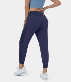 Halara Breezeful High Waisted Contrast Side Panel Casual Women's Jogger Patriot Blue | 874209-BLD