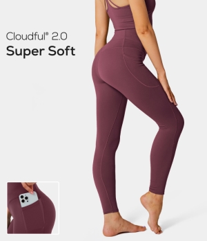 Halara Cloudful® 2.0 Crossover Pocket Plain Women's Leggings Andorra | 792304-KTP