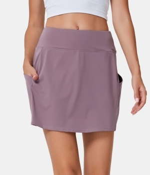 Halara Cloudful® Air 2-in-1 High Waisted Side Pocket Plain Women's Skirts Mauve Mist | 956784-BHF