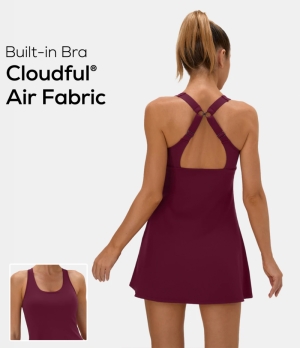 Halara Cloudful® Air Adjustable Strap Side Pocket 2-in-1 Tennis Women's Dress Red Violet | 562019-VSU