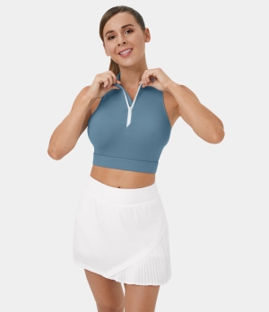 Halara Cloudful® Air Breathable Mock Neck Half Zip Sleeveless Cropped Golf Tank Women's Tops Rain Washed | MWOBPTH-98