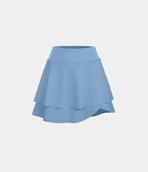 Halara Cloudful® Air High Waisted 2-Layered Ruffle 2-in-1 Side Pocket Mini Tennis Women's Skirts Endless Sky | 794865-GVU