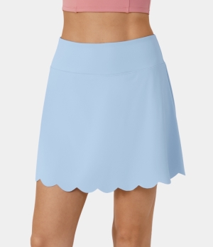 Halara Cloudful® Air High Waisted 2-in-1 Side Pocket Scallop Hem Tennis Women's Skirts Sky Blue | 256394-HBJ