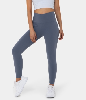 Halara Cloudful® Air High Waisted Crossover Plain Full Length Women's Leggings Grisaille | 346215-ELB