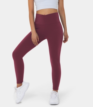 Halara Cloudful® Air High Waisted Crossover Plain Full Length Women's Leggings Zinfandel | 437018-DST