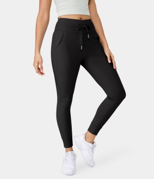 Halara Cloudful® Air High Waisted Drawstring Side Pocket Solid Women's Jogger Black | 097386-QWP