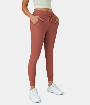 Halara Cloudful® Air High Waisted Drawstring Side Pocket Solid Women's Jogger Ginger Spice | 516703-DBL