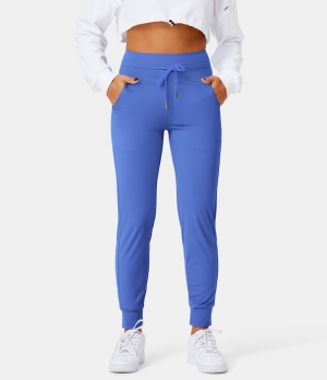 Halara Cloudful® Air High Waisted Drawstring Side Pocket Plain Full Length Women's Jogger Amparo Blue | 689031-GWL