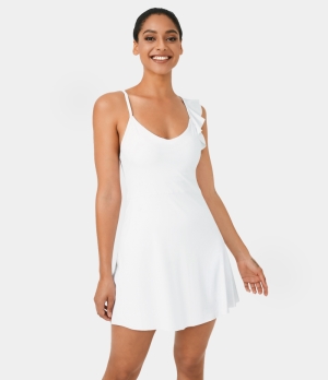 Halara Cloudful® Air Irregular Straps Backless Crisscross 2-in-1 Side Pocket Sports Women's Dress White | 673198-LAR