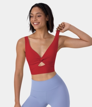 Halara Cloudful® Air Low Support Twisted Cut Out Barre Ballet Dance Sports Bra Women's Tops Vermillion | PCFYRHI-92