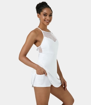 Halara Cloudful® Air Mesh Crisscross Straps 2-in-1 Tennis-Dime Women's Dress White | 803269-PCA