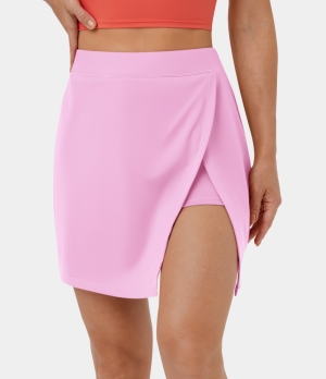 Halara Cloudful® Air Side Cut 2-in-1 Side Pocket Tennis-Purity Women's Skirts Pink Frosting | 750891-HFP