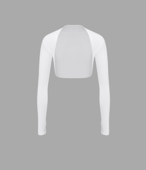 Halara Cloudful® Air Solid Thumb Hole Long Sleeve Cropped Golf Sports Women's Tops White | OQHWJLK-23