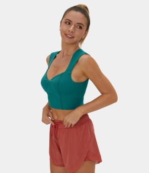 Halara Cloudful® Air Sweetheart Neck Adjustable Cropped Running Tank Women's Tops Harbor Blue | ICVMWPN-81