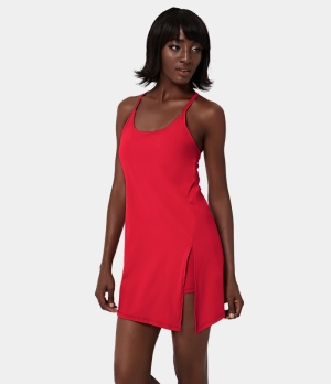 Halara Cloudful® Air U Neck Backless Sleeveless Side Pocket 2-in-1 Women's Dress Lollipop | 896420-LHA