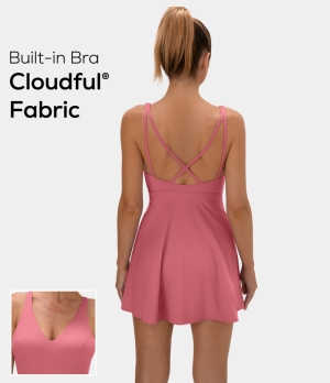 Halara Cloudful® Crisscross Side Pocket 2-Piece Barre Ballet Dance Women's Dress Desert Rose | 647381-ZMG