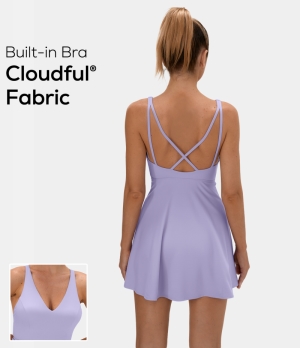 Halara Cloudful® Crisscross Side Pocket 2-Piece Barre Ballet Dance Women's Dress Light Purple | 869421-KDB