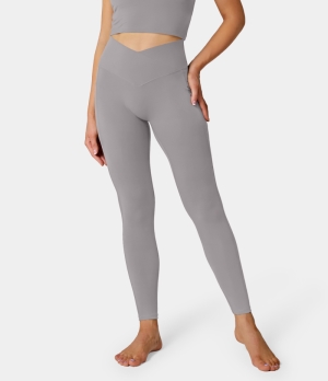 Halara Cloudful® Crossover Pocket Plain Women's Leggings Gull Gray | 345671-IGU