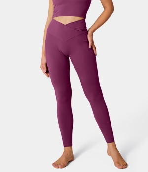 Halara Cloudful® Crossover Pocket Plain Women's Leggings Baton Rouge | 390526-SJI