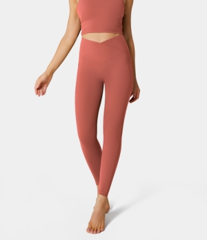 Halara Cloudful® Crossover Pocket Plain Women's Leggings Ginger Spice | 510638-RDQ