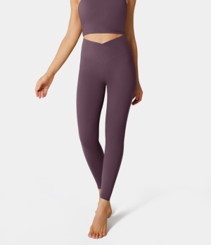 Halara Cloudful® Crossover Pocket Plain Women's Leggings Berry Conserve | 523816-MFR