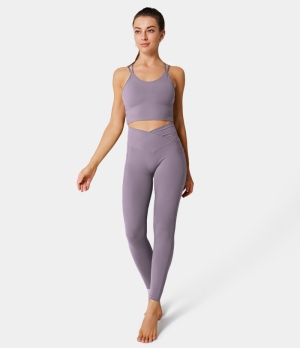 Halara Cloudful® Crossover Pocket Plain Women's Leggings Gray Ridge | 581973-SVF