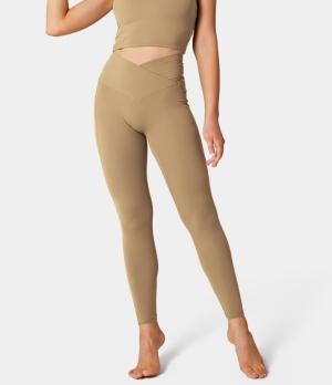 Halara Cloudful® Crossover Pocket Plain Women's Leggings Cartouche | 741298-WIP