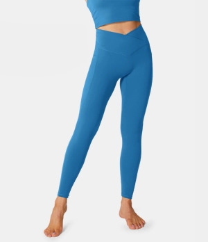 Halara Cloudful® Crossover Pocket Plain Women's Leggings Pacific Coast | 807461-KSX