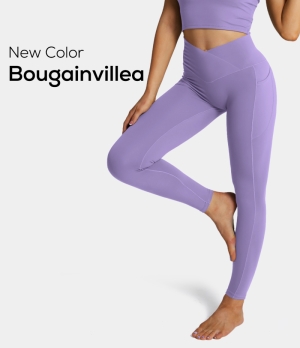 Halara Cloudful® Crossover Pocket Plain Women's Leggings Bougainvillea | 972510-QDJ