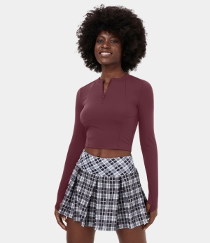 Halara Cloudful® Half Zip Long Sleeve Thumb Hole Cropped Golf Sports Women's Tops Andorra | UPVRCIK-91