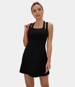 Halara Cloudful® Halter Sleeveless Casual Women's Dress Black | 894321-EGZ