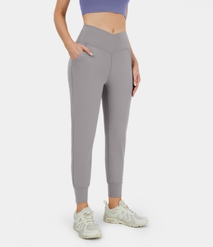 Halara Cloudful® High Waisted Crossover Side Pocket Yoga Women's Jogger Gull Gray | 092716-EMP