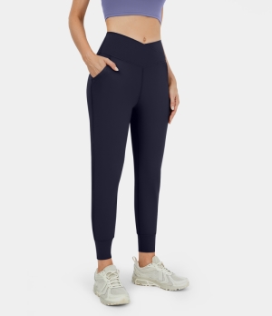 Halara Cloudful® High Waisted Crossover Side Pocket Yoga Women's Jogger Peacoat | 684237-HYX