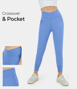Halara Cloudful® High Waisted Crossover Side Pocket Yoga Women's Jogger Cornflower Blue | 954862-MWL