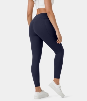 Halara Cloudful® High Waisted Deep Side Pocket Yoga 7/8 Women's Leggings Peacoat | 639257-UAO