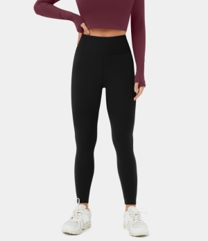 Halara Cloudful® High Waisted Ribbed Yoga 7/8 Women's Leggings Black | 196752-JSX