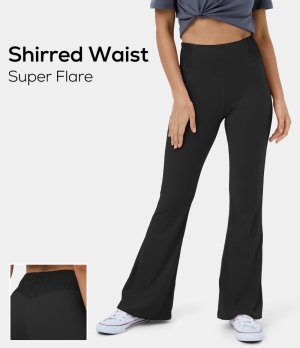 Halara Cloudful® High Waisted Shirred Super Flare Yoga Women's Leggings Black | 895367-MSR