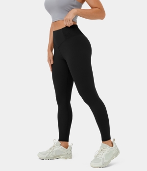 Halara Cloudful® High Waisted Shirred Yoga 7/8 Women's Leggings Black | 046723-YVP