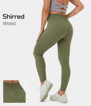 Halara Cloudful® High Waisted Shirred Yoga 7/8 Women's Leggings Winter Moss | 587621-UCA