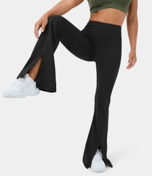 Halara Cloudful® High Waisted Split Hem Super Flare Yoga Women's Leggings Black | 124596-OBP