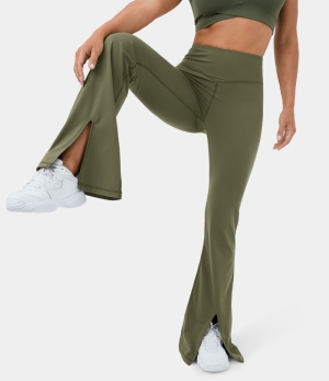Halara Cloudful® High Waisted Split Hem Super Flare Yoga Women's Leggings Winter Moss | 830425-CPU